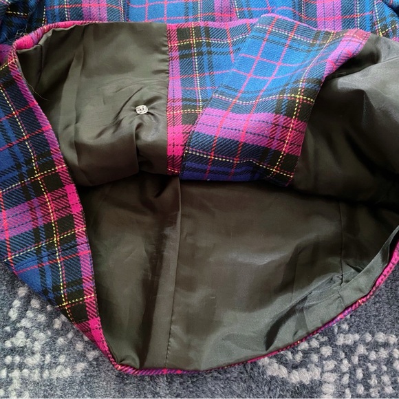 💙 CLASSY BLUE PINK MULTI PLAID BLAZER JACKET! - Picture 12 of 15